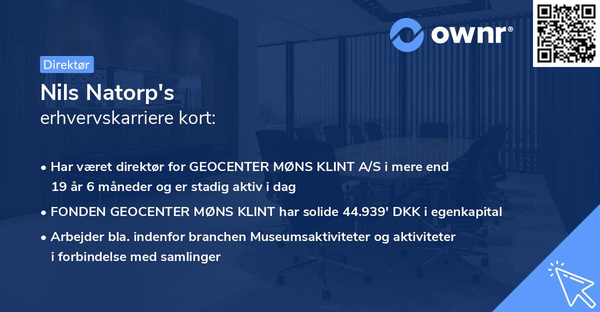 Nils Natorp's erhvervskarriere kort