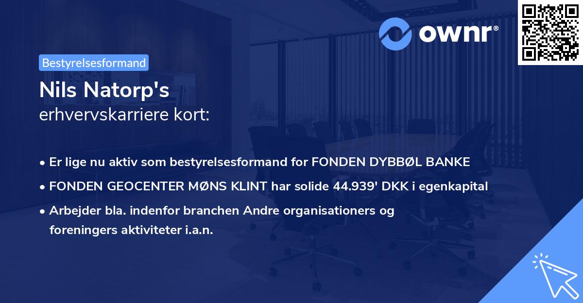 Nils Natorp's erhvervskarriere kort