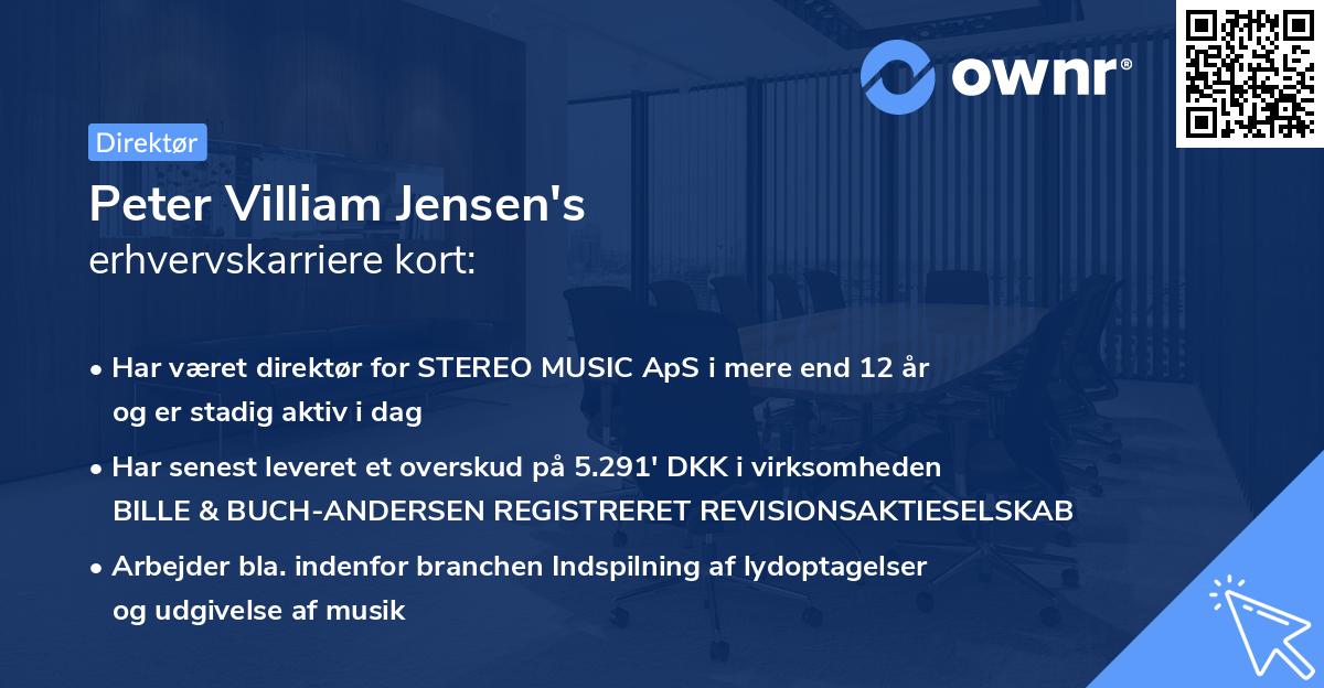 Peter Villiam Jensen's erhvervskarriere kort