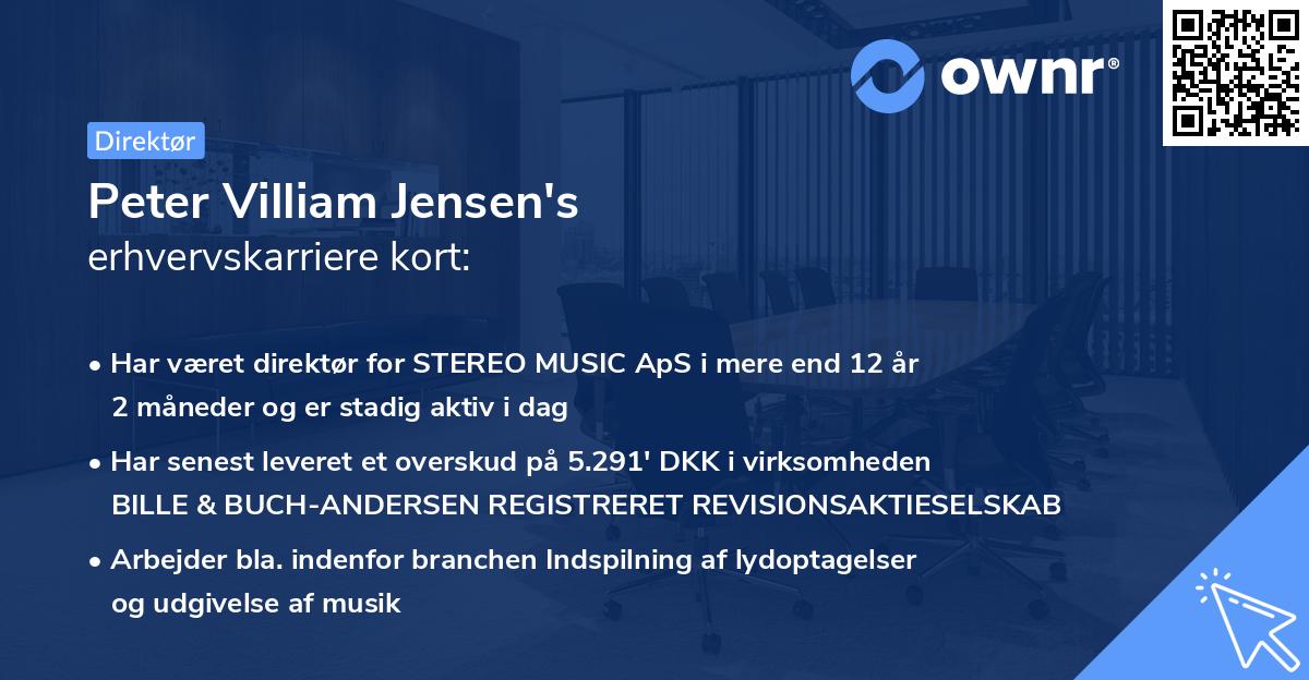 Peter Villiam Jensen's erhvervskarriere kort