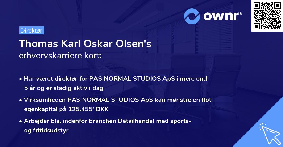 Thomas Karl Oskar Olsen's erhvervskarriere kort