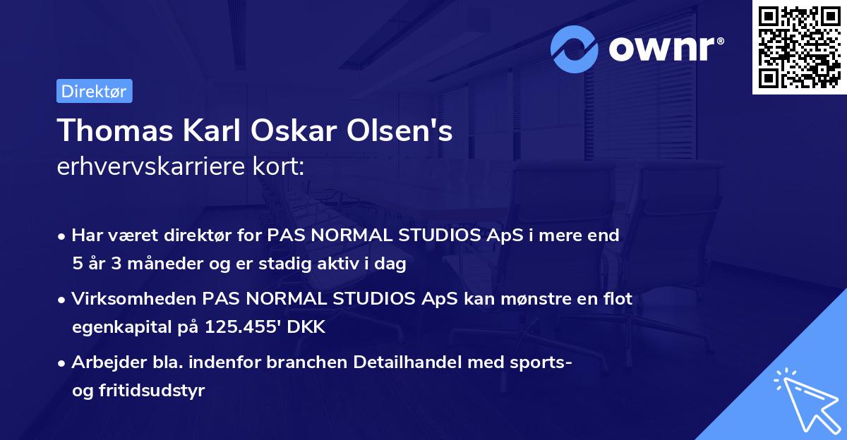 Thomas Karl Oskar Olsen's erhvervskarriere kort