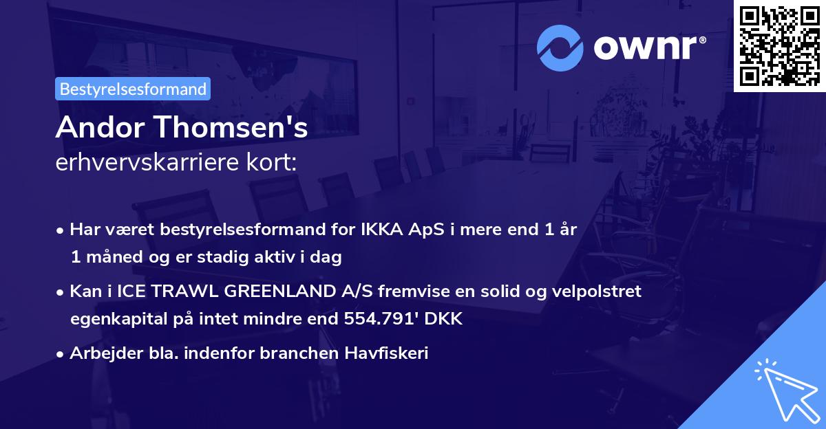 Andor Thomsen's erhvervskarriere kort