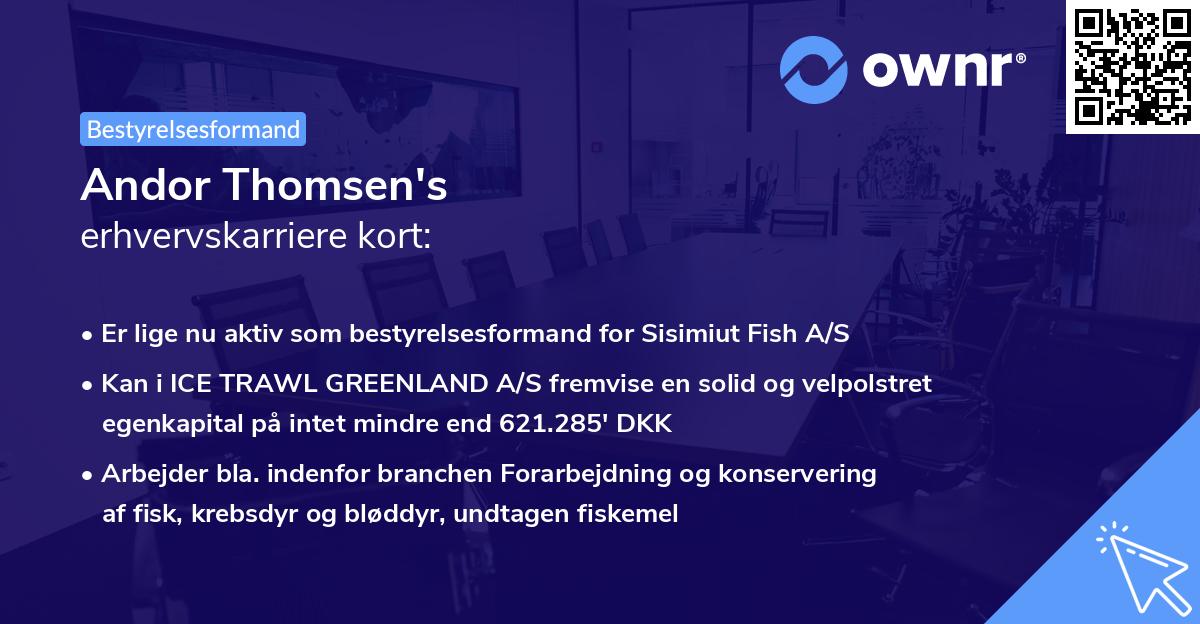 Andor Thomsen's erhvervskarriere kort