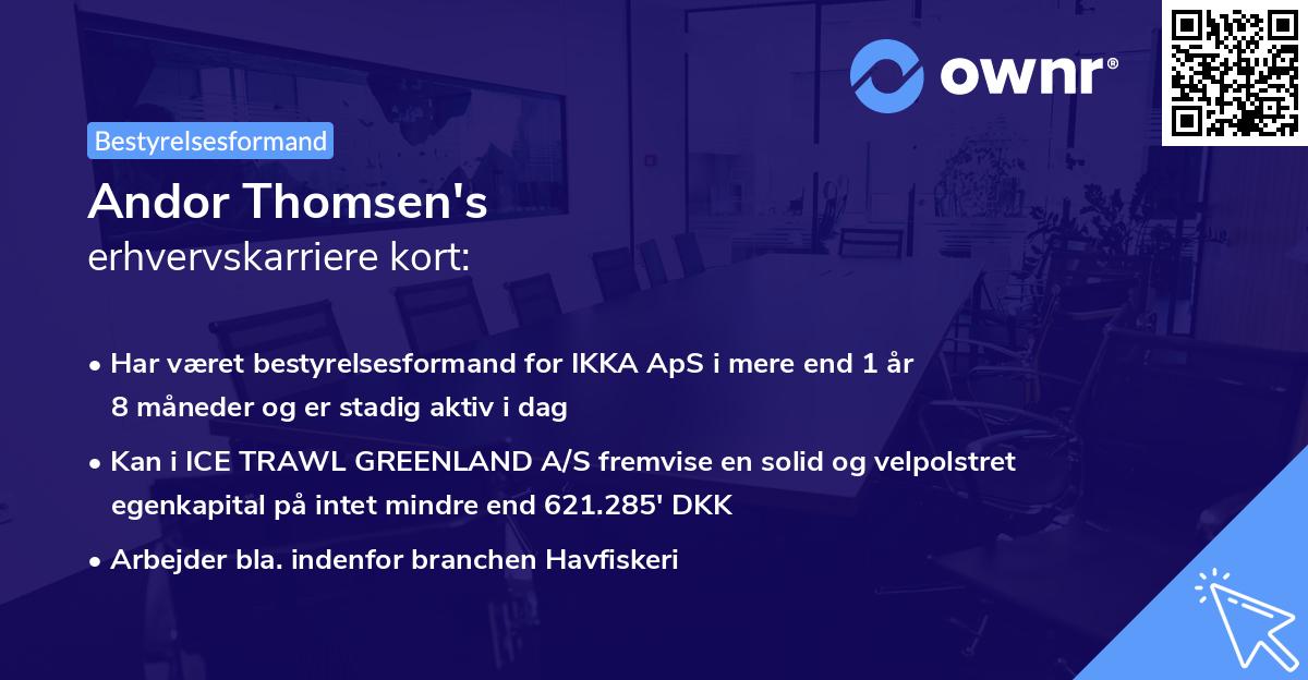 Andor Thomsen's erhvervskarriere kort
