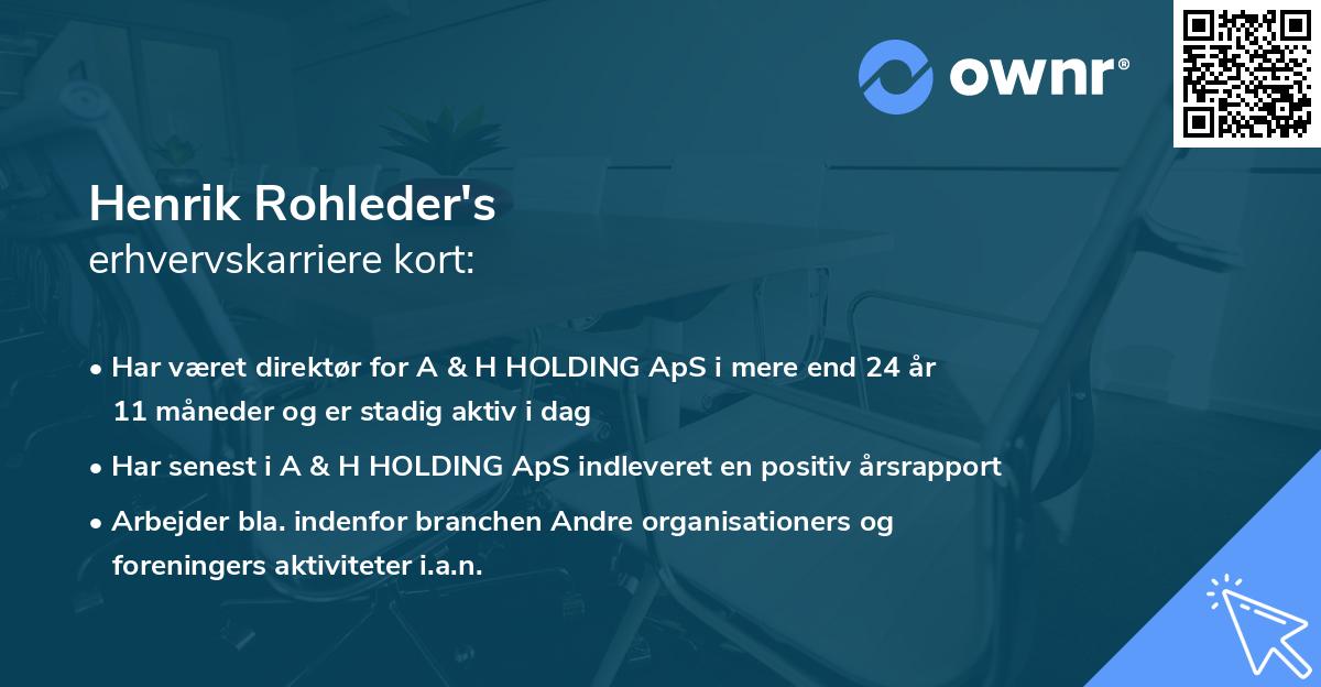 Henrik Rohleder's erhvervskarriere kort