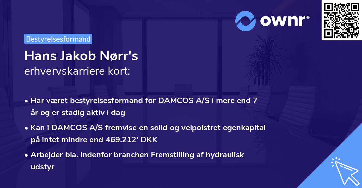 Hans Jakob Nørr's erhvervskarriere kort