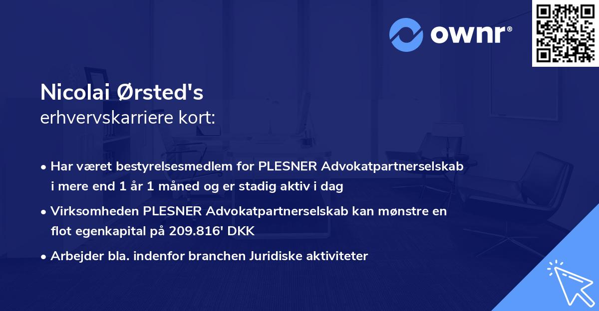 Nicolai Ørsted's erhvervskarriere kort