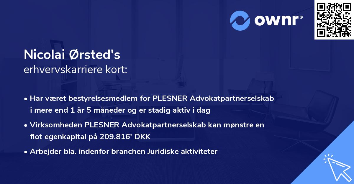 Nicolai Ørsted's erhvervskarriere kort