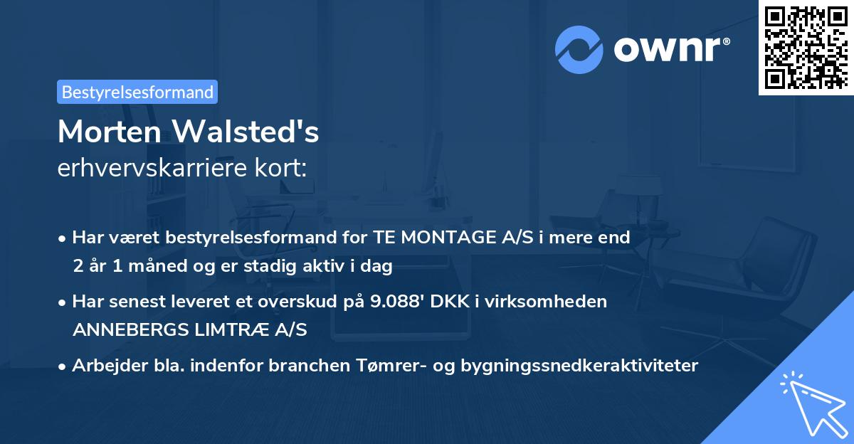 Morten Walsted's erhvervskarriere kort