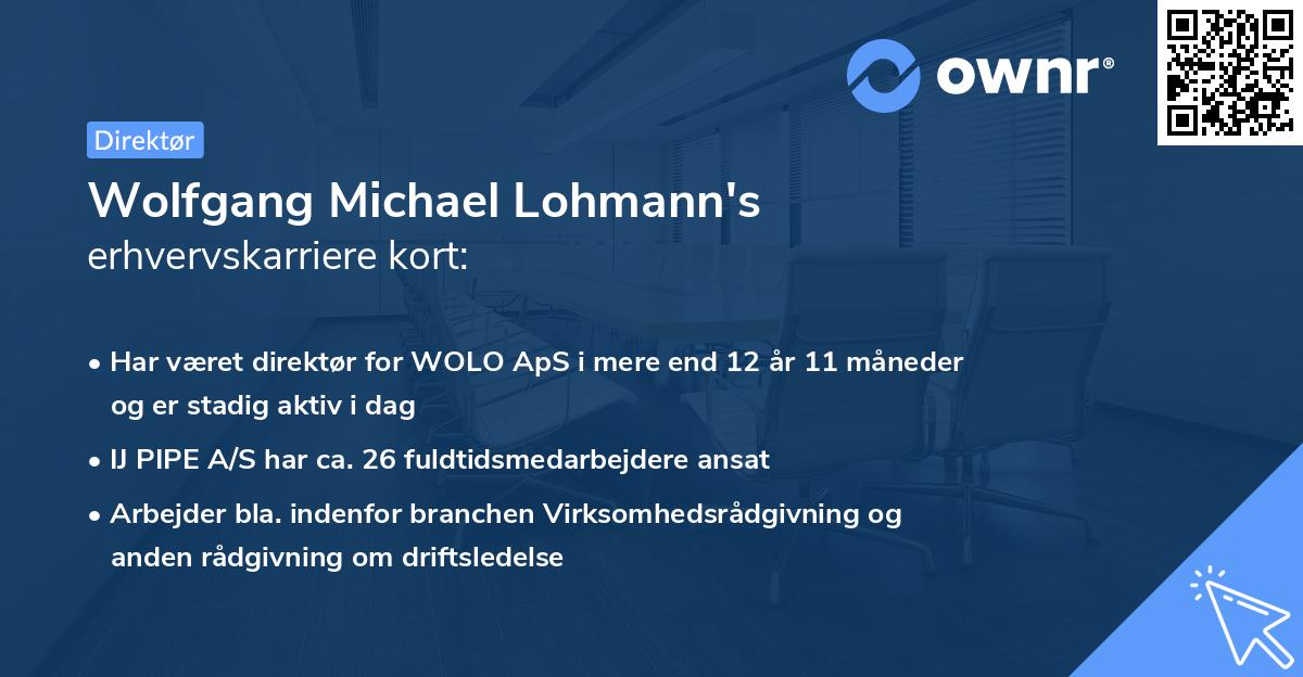 Wolfgang Michael Lohmann's erhvervskarriere kort