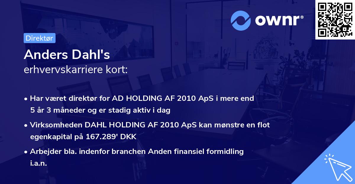 Anders Dahl's erhvervskarriere kort