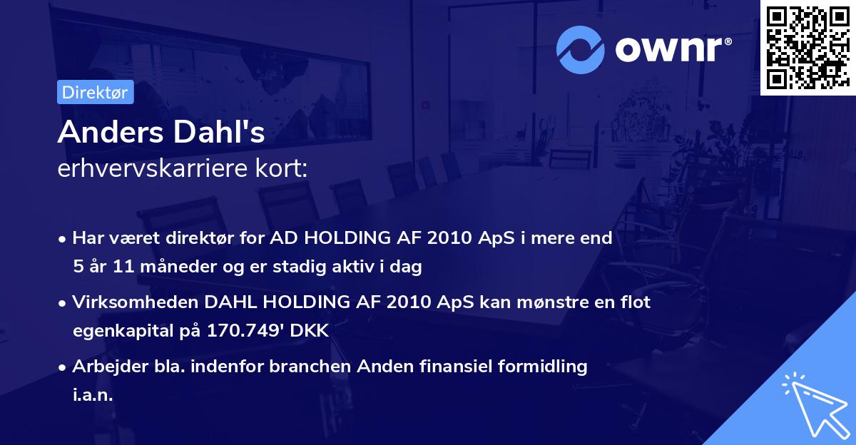Anders Dahl's erhvervskarriere kort