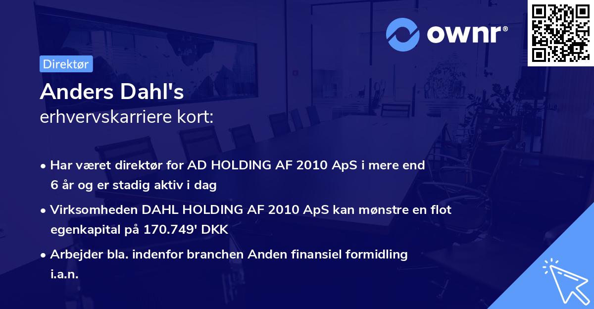 Anders Dahl's erhvervskarriere kort