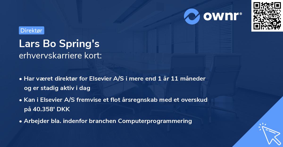 Lars Bo Spring's erhvervskarriere kort