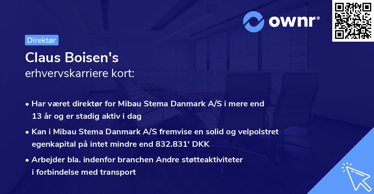 Claus Boisen's erhvervskarriere kort