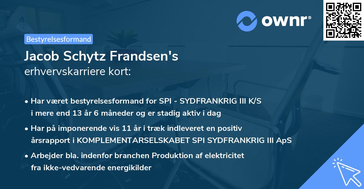 Jacob Schytz Frandsen's erhvervskarriere kort