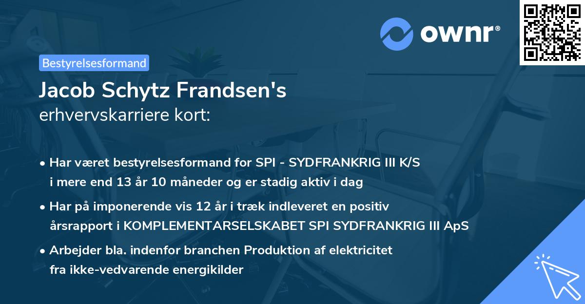 Jacob Schytz Frandsen's erhvervskarriere kort