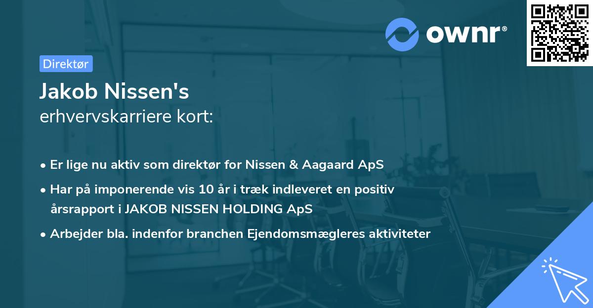 Jakob Nissen's erhvervskarriere kort