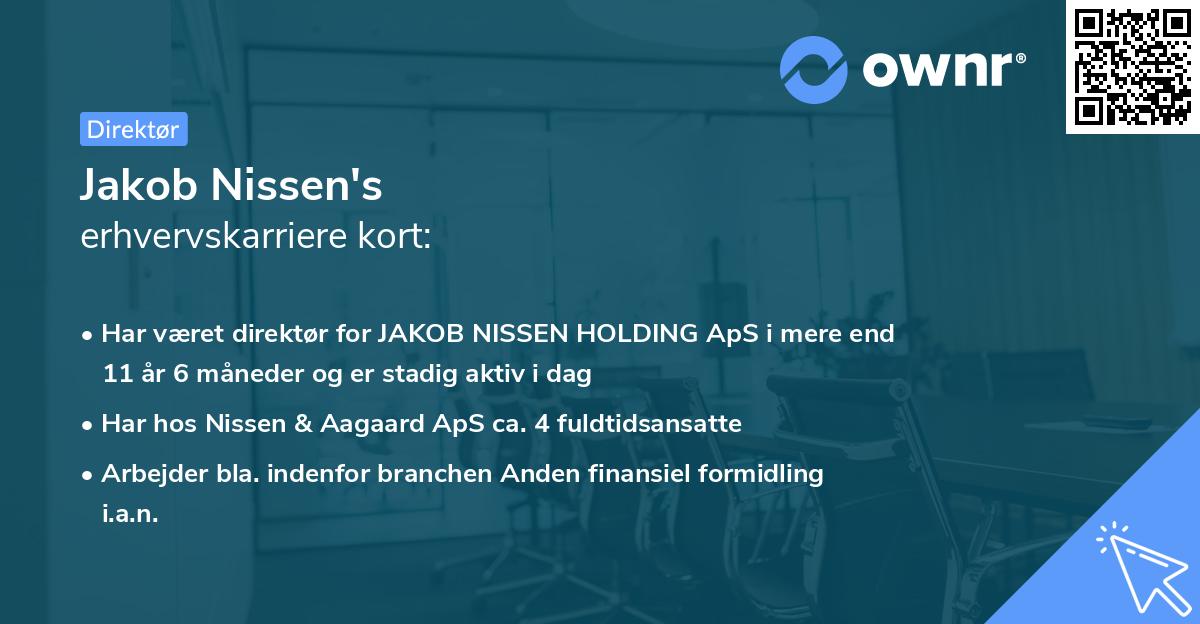 Jakob Nissen's erhvervskarriere kort
