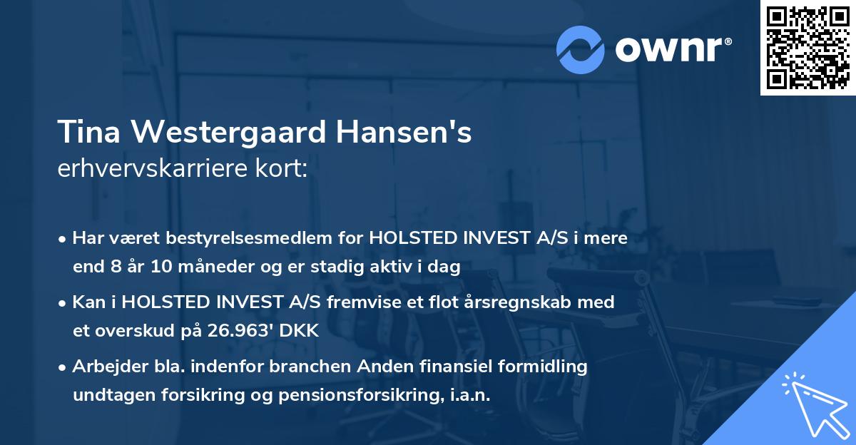 Tina Westergaard Hansen's erhvervskarriere kort