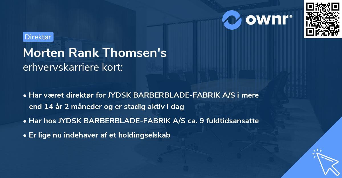 Morten Rank Thomsen's erhvervskarriere kort