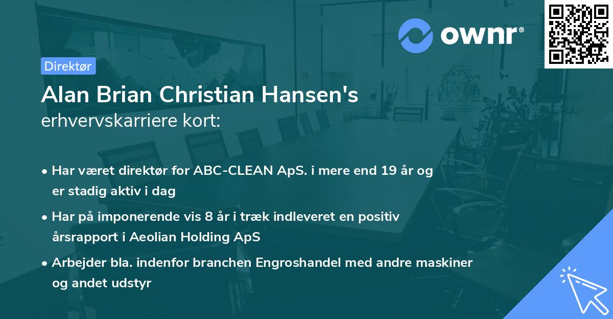 Alan Brian Christian Hansen's erhvervskarriere kort