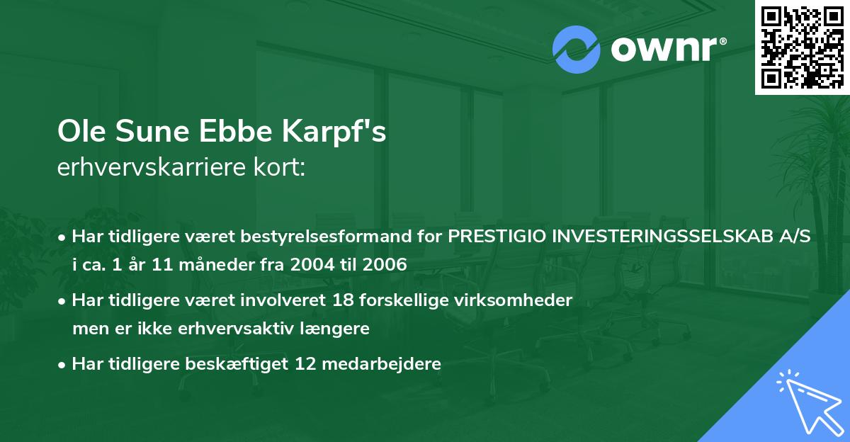 Ole Sune Ebbe Karpf's erhvervskarriere kort