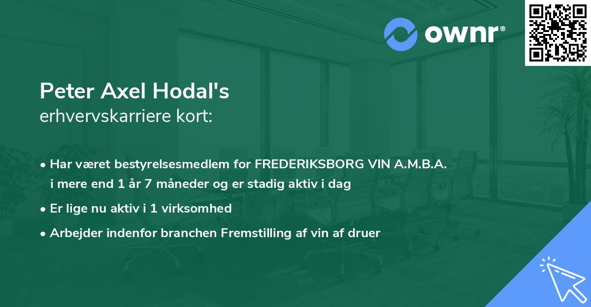 Peter Axel Hodal's erhvervskarriere kort