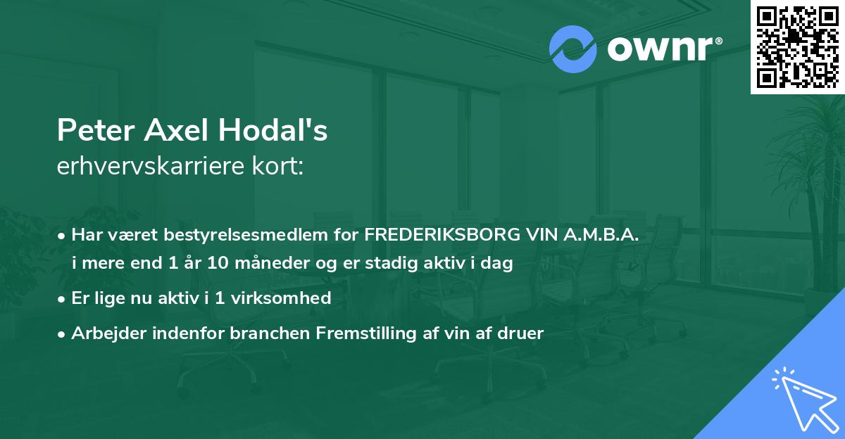 Peter Axel Hodal's erhvervskarriere kort