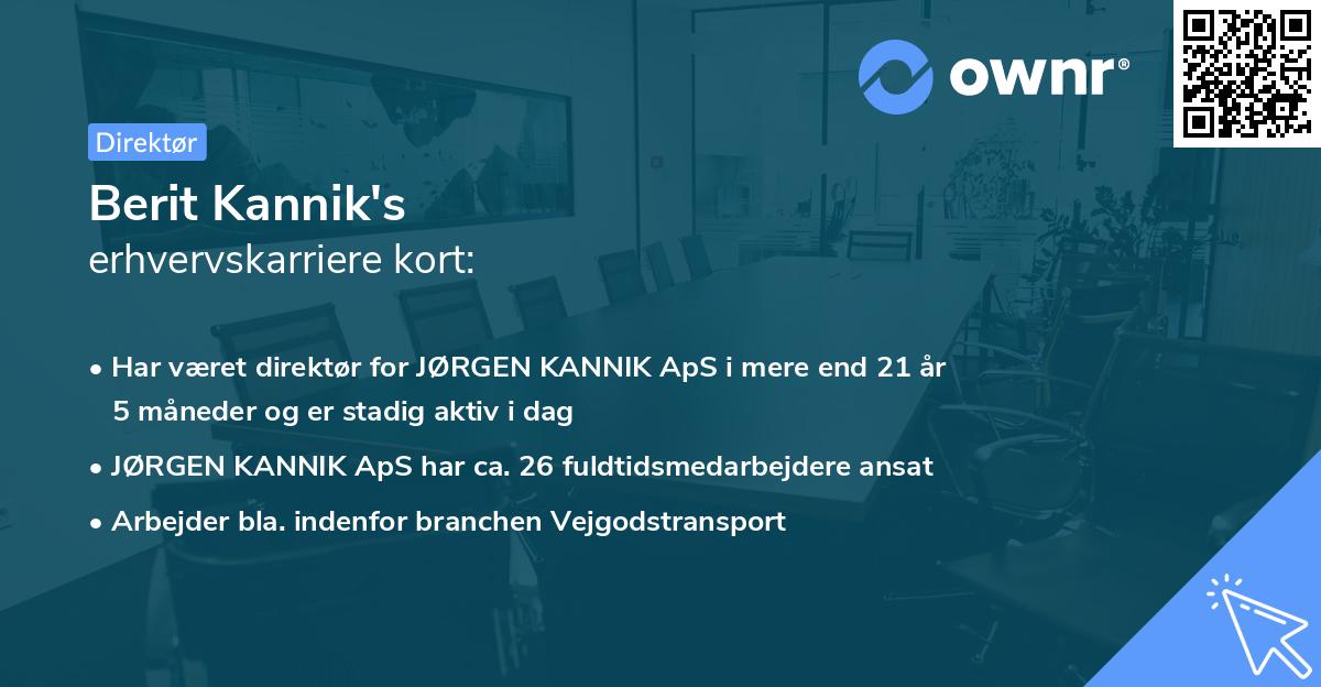 Berit Kannik's erhvervskarriere kort