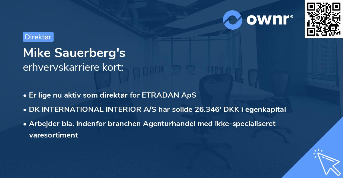 Mike Sauerberg's erhvervskarriere kort
