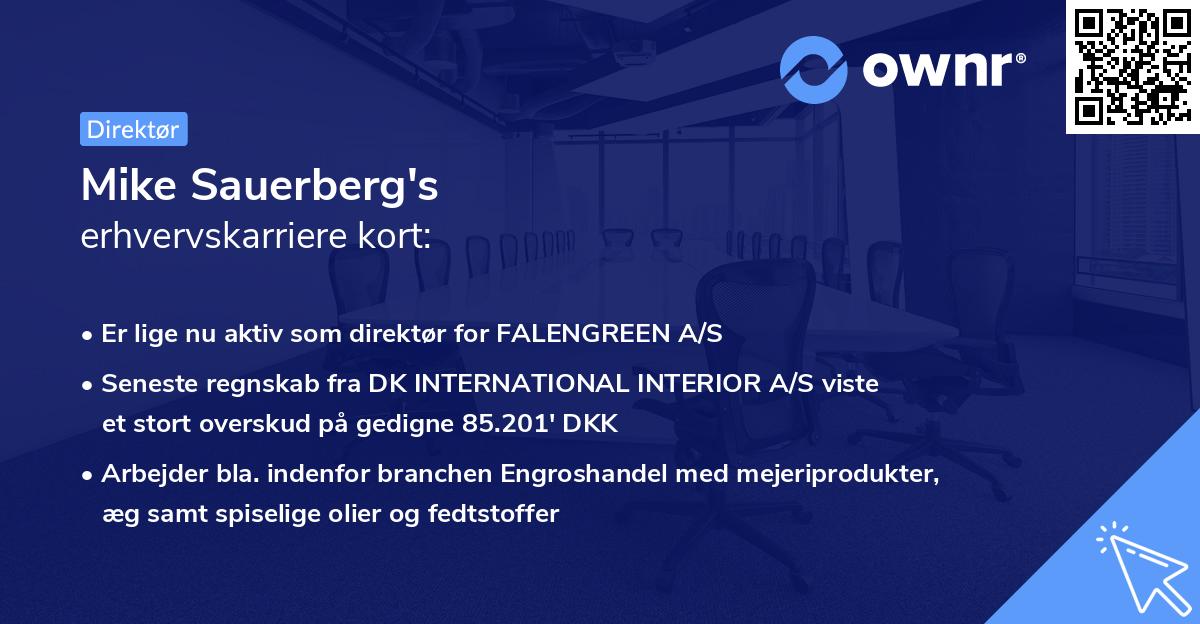 Mike Sauerberg's erhvervskarriere kort