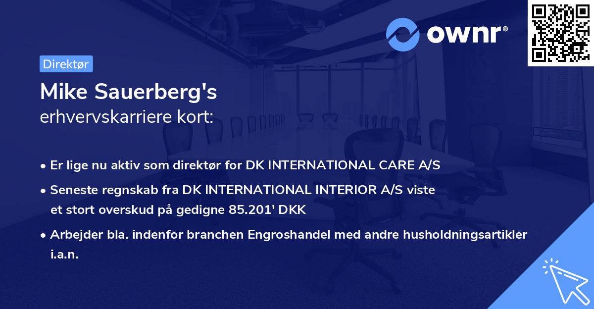 Mike Sauerberg's erhvervskarriere kort