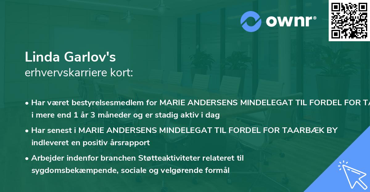 Linda Garlov's erhvervskarriere kort