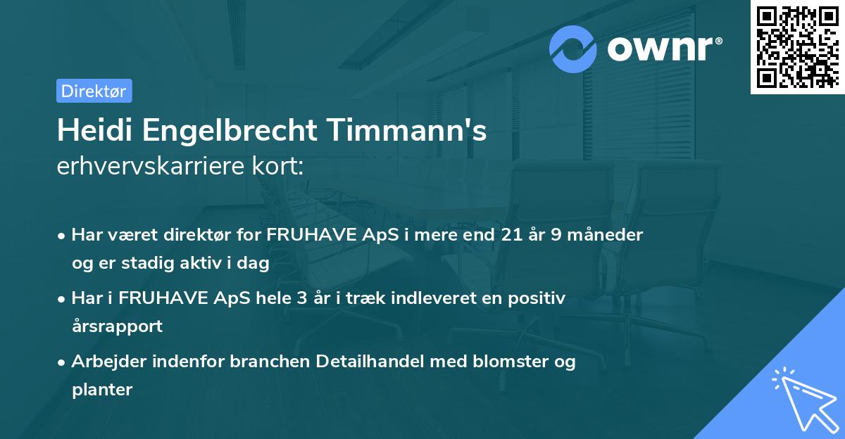 Heidi Engelbrecht Timmann's erhvervskarriere kort