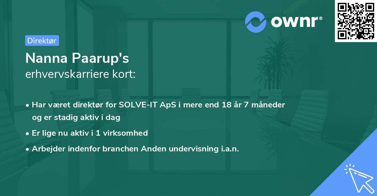 Nanna Paarup's erhvervskarriere kort