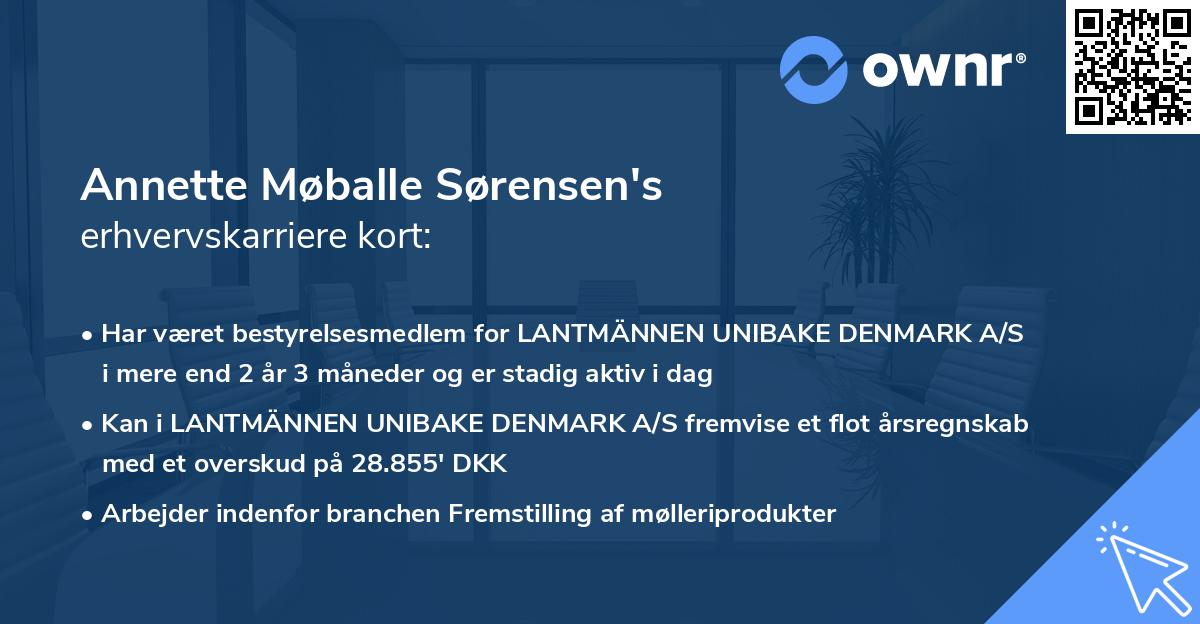 Annette Møballe Sørensen's erhvervskarriere kort