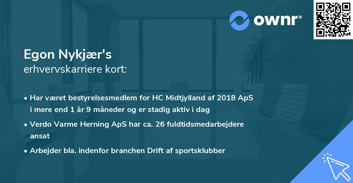 Egon Nykjær's erhvervskarriere kort