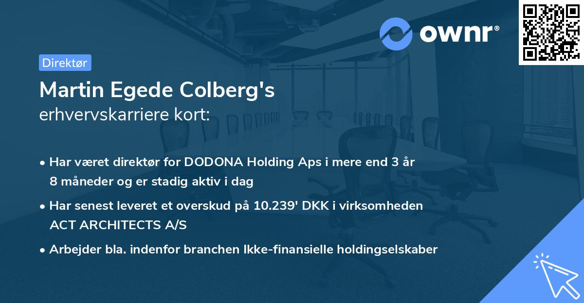 Martin Egede Colberg's erhvervskarriere kort