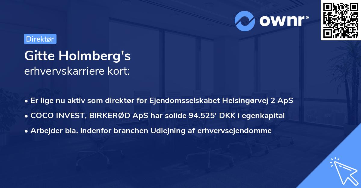 Gitte Holmberg's erhvervskarriere kort