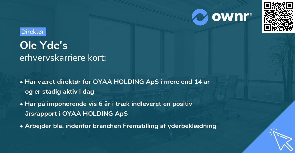Ole Yde's erhvervskarriere kort