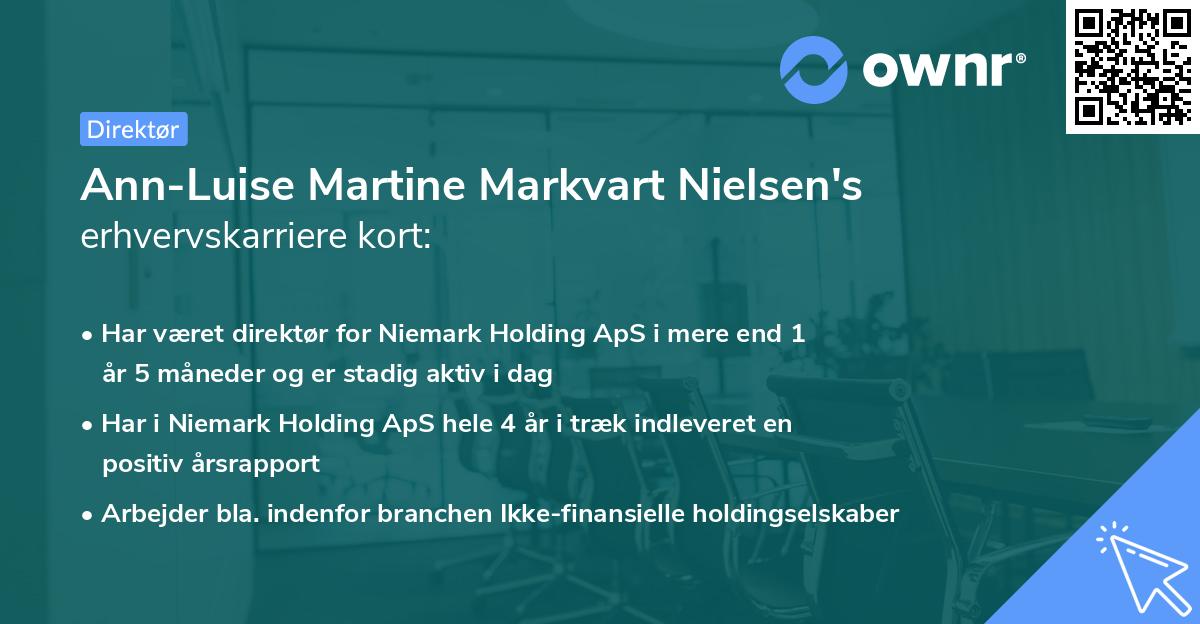 Ann-Luise Martine Markvart Nielsen's erhvervskarriere kort