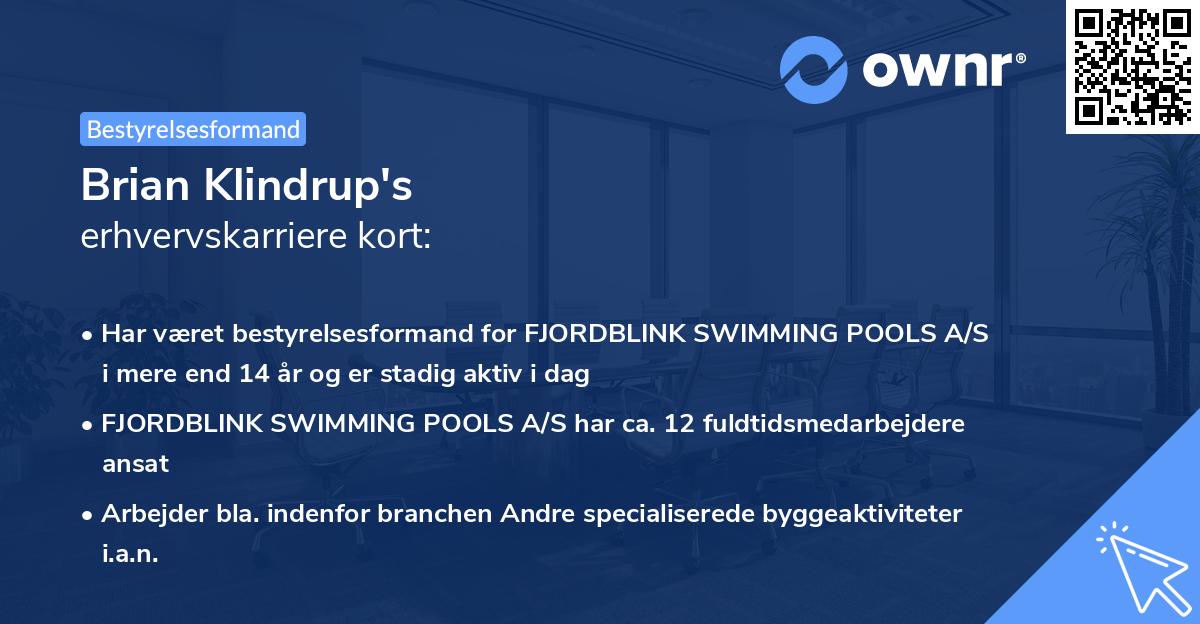 Brian Klindrup's erhvervskarriere kort