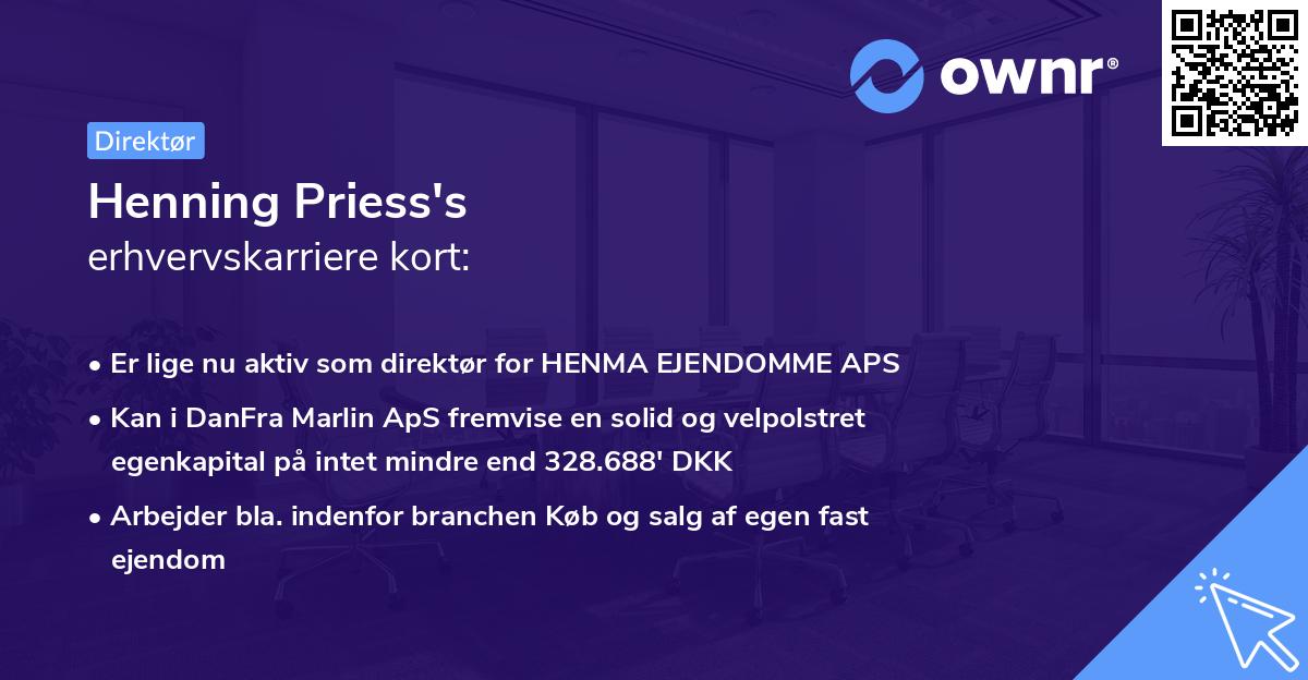 Henning Priess's erhvervskarriere kort