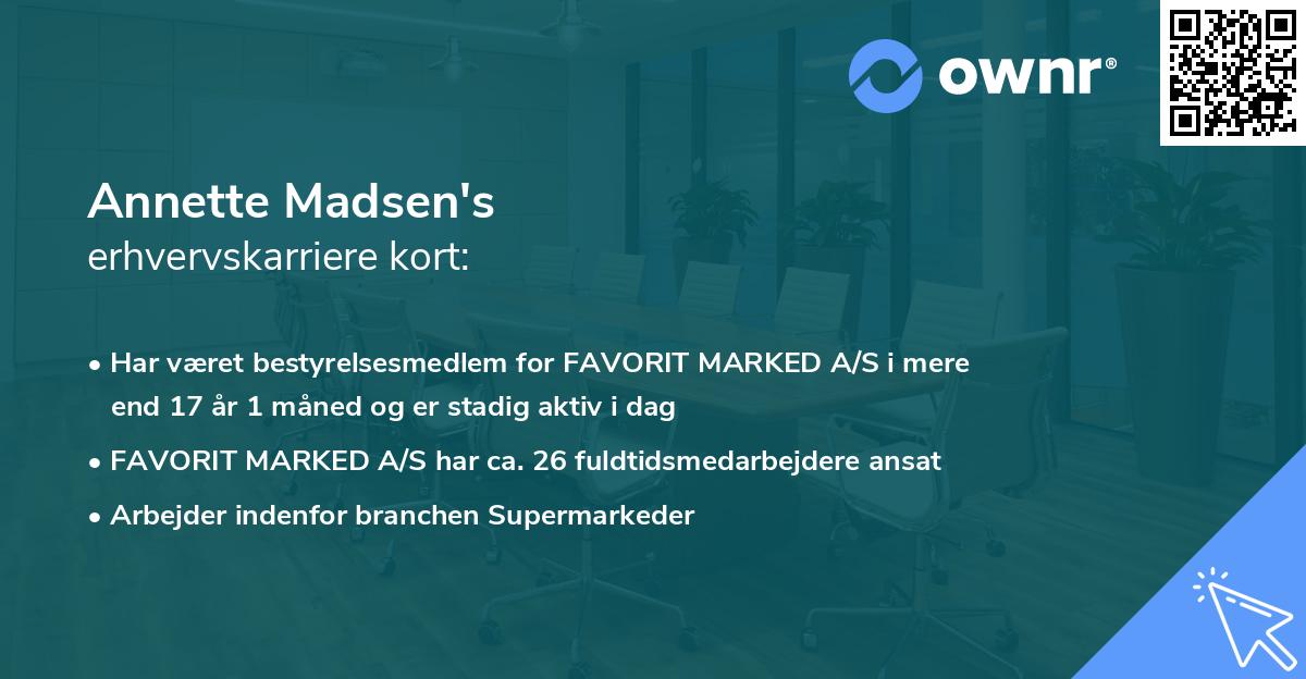 Annette Madsen's erhvervskarriere kort