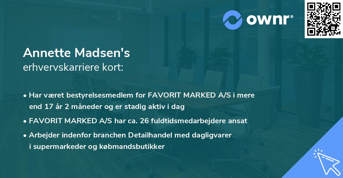 Annette Madsen's erhvervskarriere kort