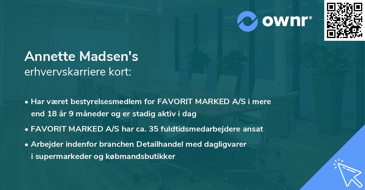 Annette Madsen's erhvervskarriere kort