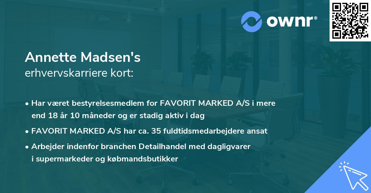 Annette Madsen's erhvervskarriere kort
