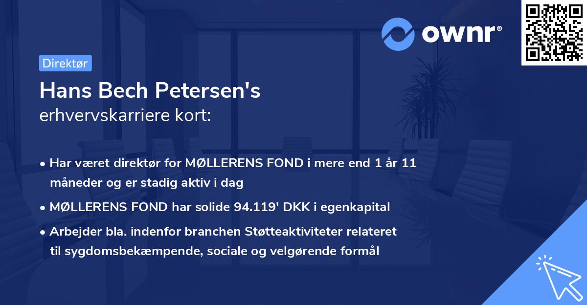 Hans Bech Petersen's erhvervskarriere kort